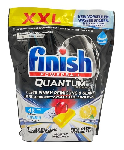 Tabletki do zmywarki Finish Quantum cytrynowe 45 sztuki