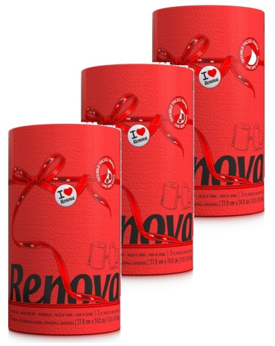 3x Czerwony Ręcznik Papierowy Renova