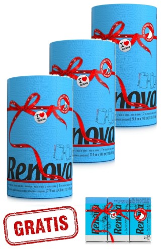 3x Niebieski Ręcznik Papierowy Renova +gratis