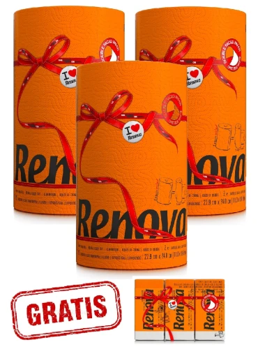 3x Pomarańczowy Ręcznik Papierowy Renova +gratis