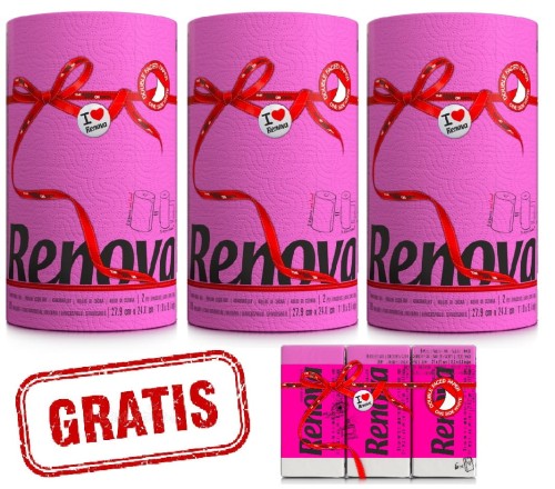3x Różowy Ręcznik Papierowy Renova +gratis