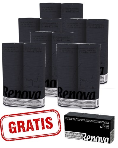 6x Czarny Papier Toaletowy Renova 6 szt +gratis
