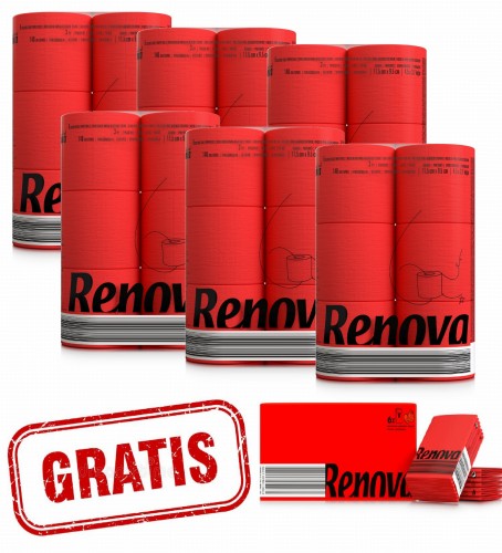 6x Czerwony papier toaletowy Renova 6 sztuk +gratis