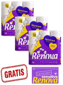 3x Papier toaletowy Renova Skin Care Plus 12 szt +grais