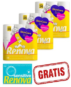 3x Papier toaletowy Renova Skin Care Purissimo 12 szt +gratis