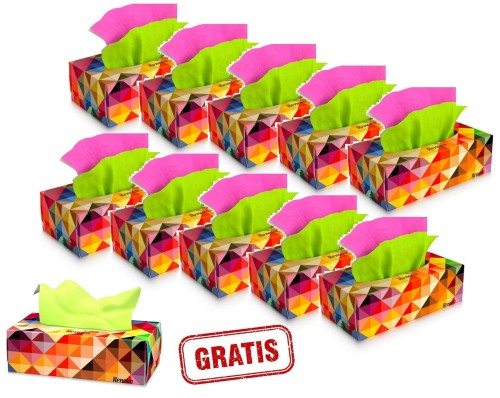 10x chusteczki higieniczne Renova zielono-różowe 80szt + 1 gratis
