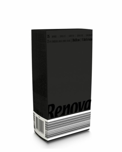 Czarne składane serwetki Renova 39x30cm, 25 sztuk