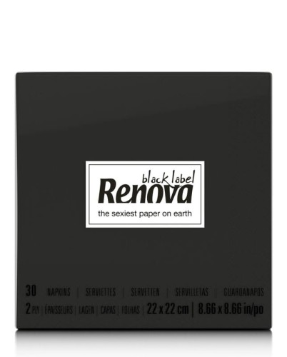 Czarne serwetki koktajlowe Renova 22x22cm, 30 sztuk