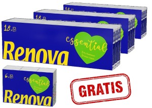 3x Chusteczki kieszonkowe Renova Essential 18x9 +gratis