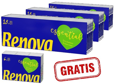 3x Chusteczki kieszonkowe Renova Essential 18x9 +gratis