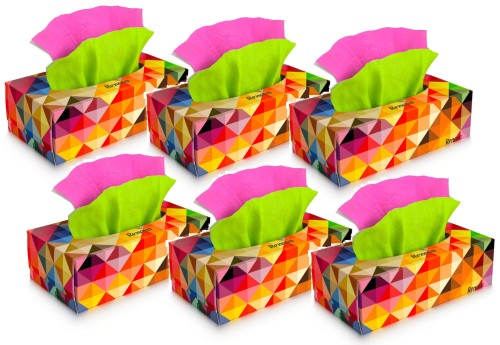 6x Wyciągane chusteczki higieniczne Renova zielono-różowe 80szt