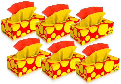 6x Wyciągane chusteczki higieniczne Renova czerwono-żółte 80szt