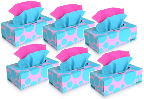 6x Wyciągane chusteczki higieniczne Renova niebiesko-różowe 80szt