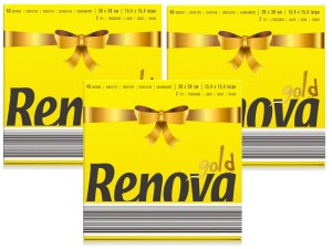 3x Serwetki stołowe Renova GOLD żółte 40szt