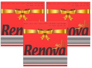 3x Serwetki stołowe Renova GOLD czerwone 40szt