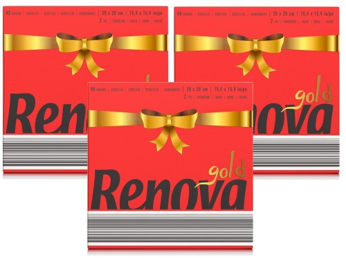 3x Serwetki stołowe Renova GOLD czerwone 40szt