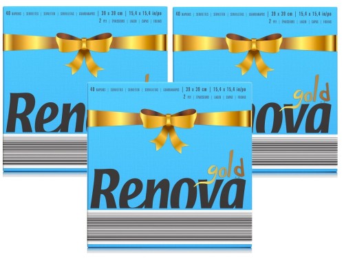 3x Serwetki stołowe Renova GOLD niebieskie 40szt