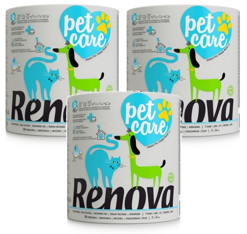 3x Ręcznik papierowy Renova do pielęgnacji zwierząt 1R
