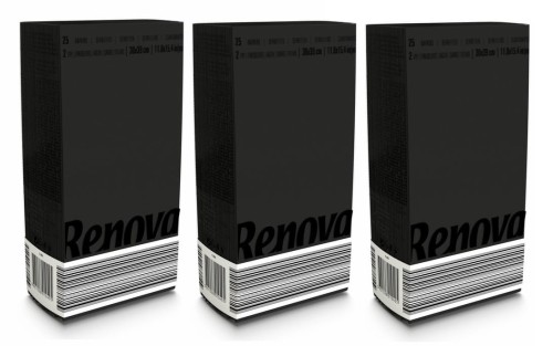 3x Czarne składane serwetki Renova 39x30cm 25 sztuk