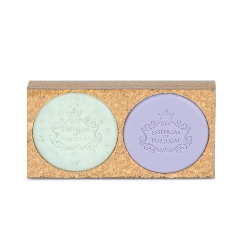 Mydło lawendowe i fiołkowe w pudełku z korka 2x50g