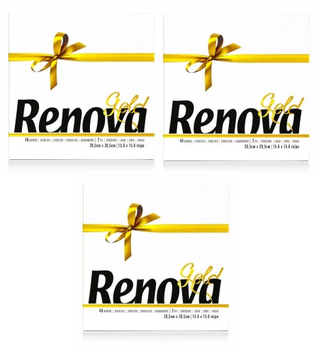 3x Serwetki stołowe Renova Gold białe 40 szt