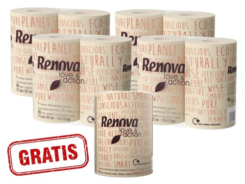 4x Papier toaletowy Renova Love&Action 4R +gratis