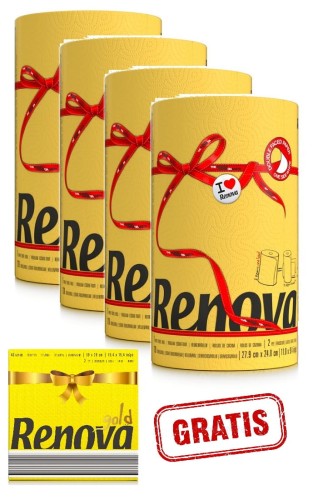 4x Żółty Ręcznik Papierowy Renova +gratis