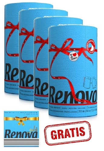 4x Niebieski Ręcznik Papierowy Renova +gratis