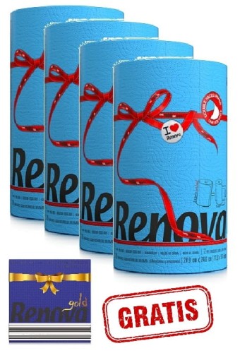 4x Niebieski Ręcznik Papierowy Renova +gratis