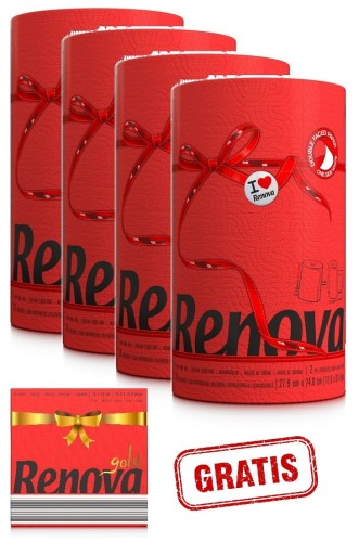 4x Czerwony Ręcznik Papierowy Renova +gratis