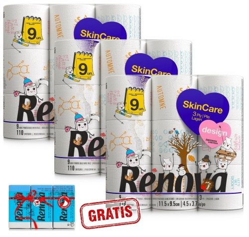 3x Papier toaletowy Renova Design Winter 9R +gratis