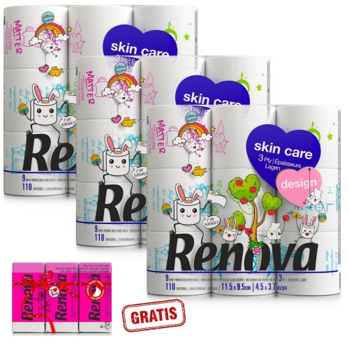 3x Papier toaletowy Renova Design Spring 9R +gratis
