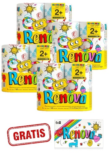 4x Papier toaletowy Renova Kids 4R + gratis