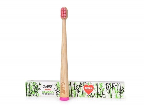 Dziecięca szczoteczka do zębów GoEco BAMBOO różowa