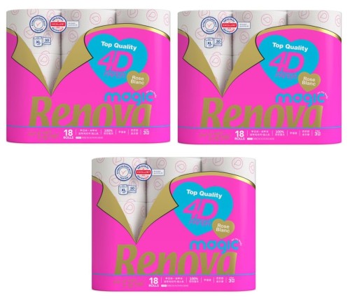 3x Papier toaletowy Renova Magic Rose Deco 18R