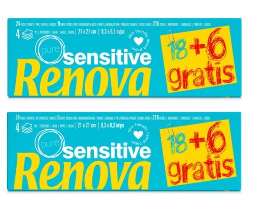 2x Chusteczki higieniczne Renova Białe 18 + 6 paczek