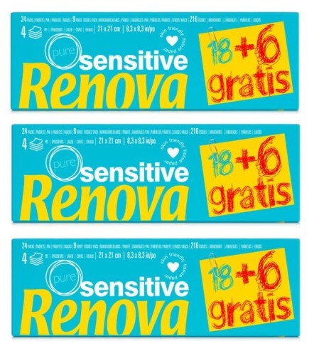 3x Chusteczki higieniczne Renova Białe 18 + 6 paczek