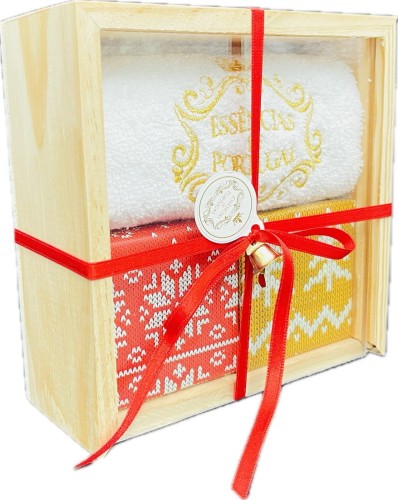 Świąteczny zestaw oliwkowych mydeł z ręcznikiem