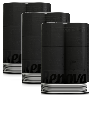 3X Czarny Papier Toaletowy Renova Black Label 6szt