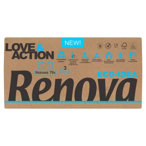Wyciągane chusteczki higieniczne Renova Love&amp;Action 70 szt