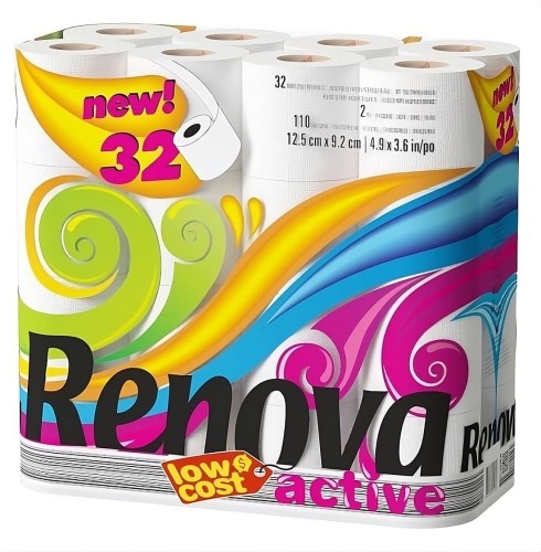 Papier Toaletowy Renova Active Biały 13,8m 2-Warstwy 110 listków 32 rolki
