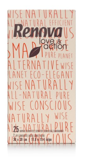 Serwetki Papierowe Renova Love&Action 30x39 cm 2-warstwy 25 sztuk