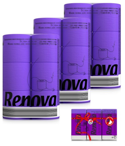 3x Fioletowy papier toaletowy Renova 6R + gratis