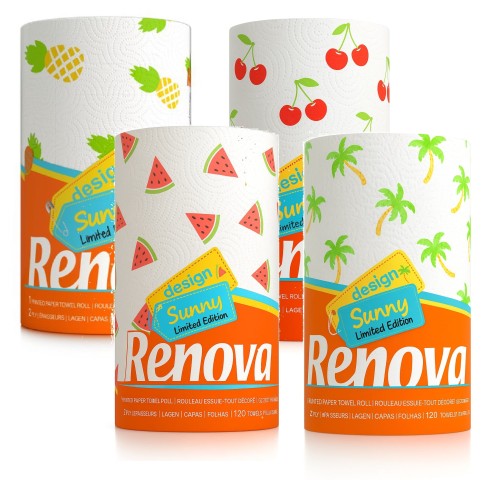 Zestaw 4x Ręcznik kuchenny papierowy Renova Design Sunny XXL 2 warstwowy 1 Rolka