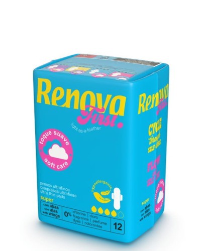 Podpaski higieniczne Renova Soft Care Super ze skrzydełkami – 12 sztuk