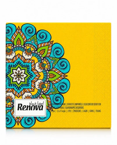 Serwetki stołowe Renova żółta mandala 33x33 cm 20 szt