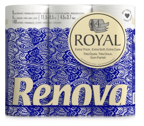 Papier toaletowy Renova Royal biały 4-Warstwy 140 Listków 9 Rolek