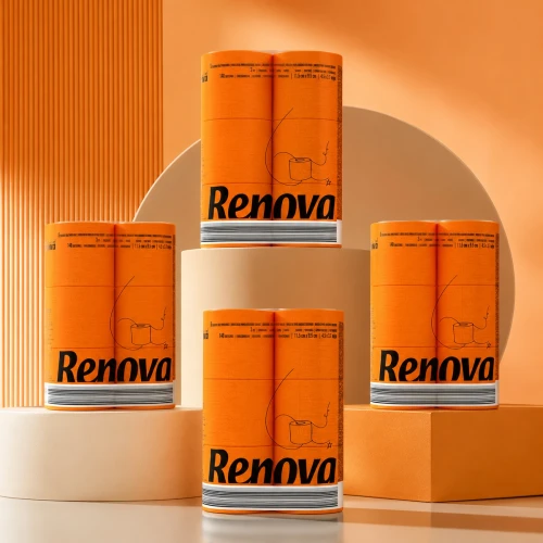 Pomarańczowy papier toaletowy Renova 4 opakowania