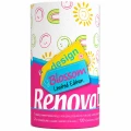 Ręcznik papierowy kuchenny Renova Blossom XXL 1R w opakowaniu, biały papier z kolorowym nadrukiem oraz różowo-turkusową etykietą Design Blossom.