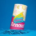 Renova Blossom XXL 1R w kolorowym opakowaniu Limited Edition, dekoracyjny ręcznik papierowy z wzorem słońc, uśmiechów i tęczy do kuchni.